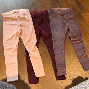 Lot of 3 Velour Leggings Pink, Burgundy, and Purple Medium